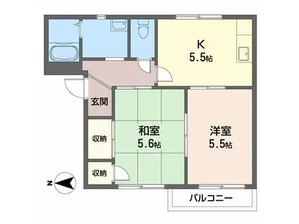 ドミール竹原(2K/2階)の間取り写真