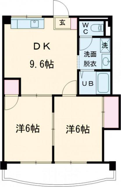 メゾン夢来(2DK/2階)の間取り写真