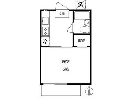 コーポ樹々(1K/2階)の間取り写真