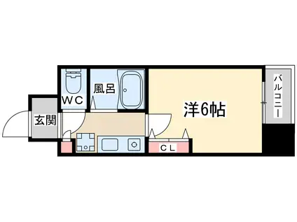 ホープシティー天神橋(1K/13階)の間取り写真