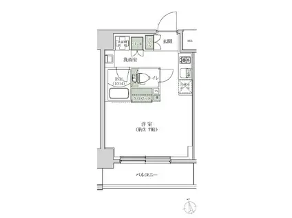 ルブリカント アラカワ ベース(ワンルーム/2階)の間取り写真