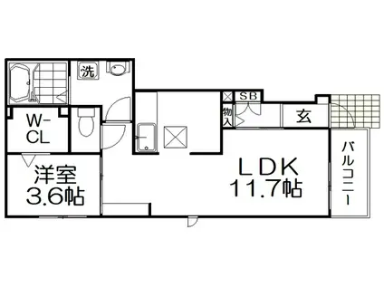 グリーンロード樟葉I(1LDK/1階)の間取り写真