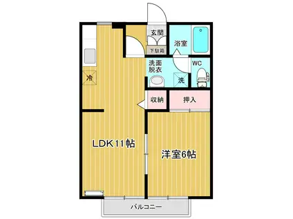 サンライフ大山 A棟(1LDK/2階)の間取り写真