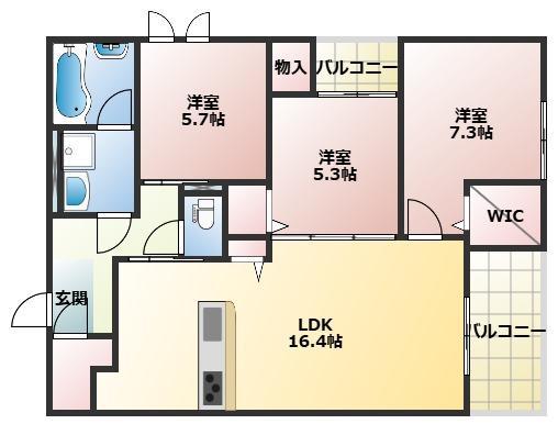 ラ ルーシュ(3LDK/2階)の間取り写真