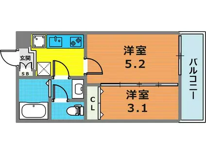 BASE青木(1DK/1階)の間取り写真