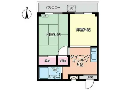 レジデンス睦(2DK/3階)の間取り写真