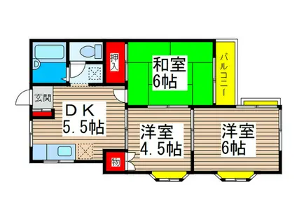 キタヤハイツ(3DK/2階)の間取り写真