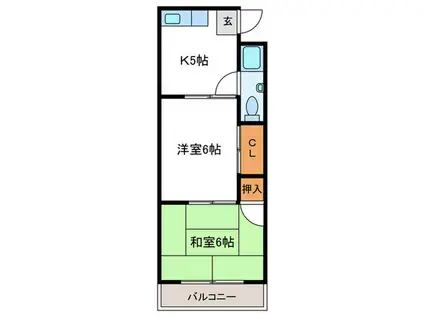 西京都マンション(2K/2階)の間取り写真