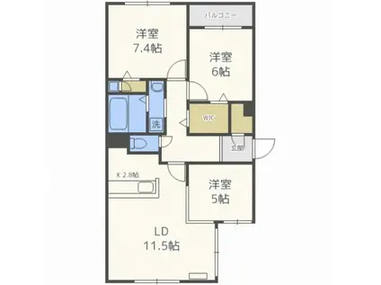 山の手シティステラ(3LDK/3階)の間取り写真