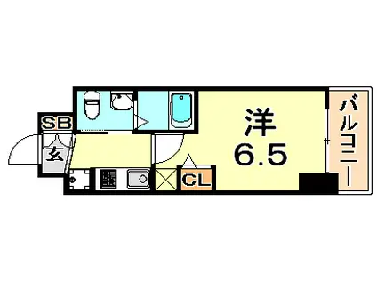 エステムコート神戸ハーバーランド前Vアクア(1K/8階)の間取り写真