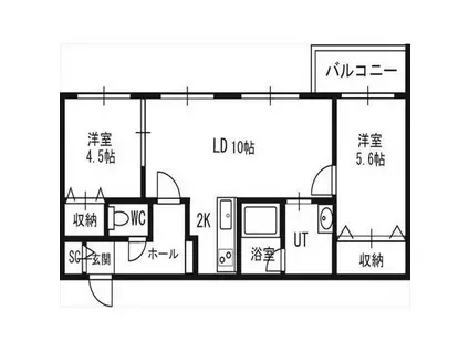 トロワブラン(2LDK/4階)の間取り写真