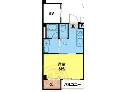 メルベーユ夕凪(1K/6階)の間取り写真