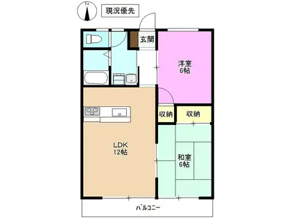 ハーベスト西上田(2LDK/2階)の間取り写真