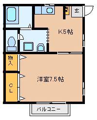 センチュリー155(1DK/1階)の間取り写真