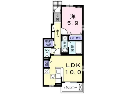 マーレ・インテルノV(1LDK/1階)の間取り写真