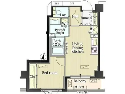 パークアクシス自由が丘テラス(1LDK/3階)の間取り写真