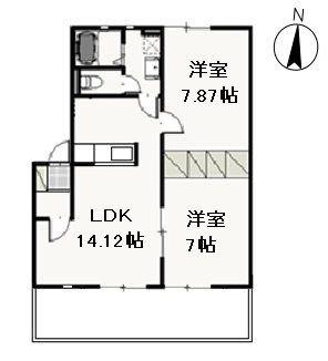 ヌーヴォー・シャンテ D(2LDK/1階)の間取り写真