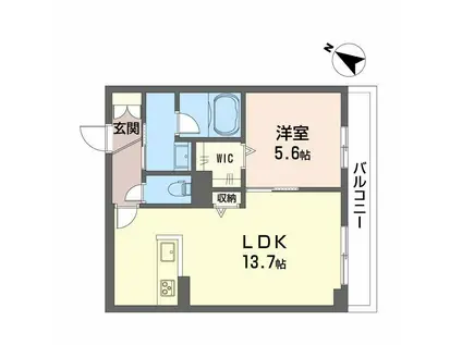 フルールブラン(1LDK/2階)の間取り写真