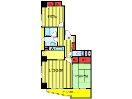 ラグーナ東池袋(2LDK/2階)の間取り写真