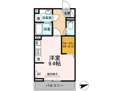 D-ROOM新涯(ワンルーム/2階)の間取り写真