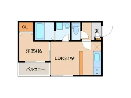 グラシアスコート法蓮町(1LDK/3階)の間取り写真