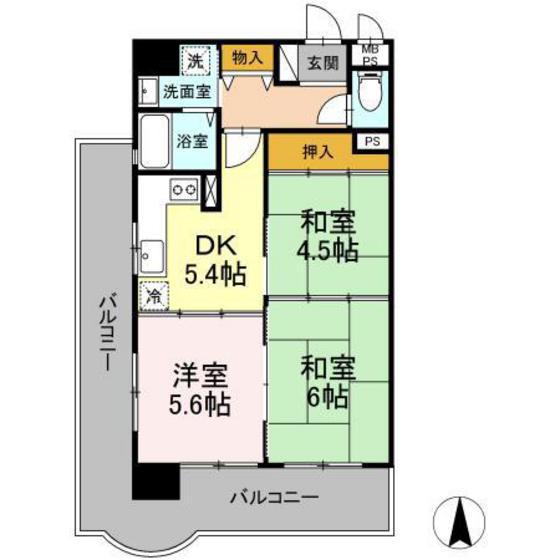 ネオハイツ桑野(3DK/3階)の間取り写真