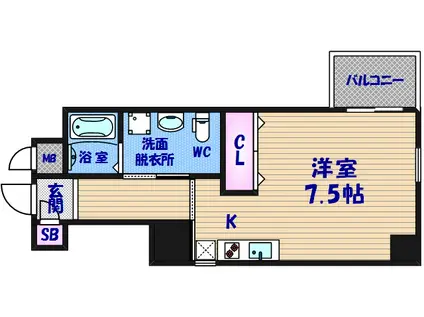 アクアプレイス北浜(ワンルーム/9階)の間取り写真