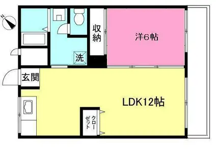 柿生サンハイツII(1LDK/2階)の間取り写真