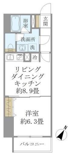 SS. FLAT神楽坂サウス(1LDK/4階)の間取り写真