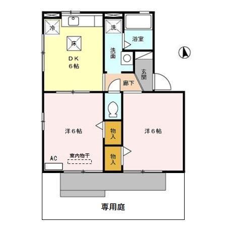 サンハイム一色 D(2DK/1階)の間取り写真