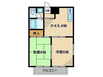 ピア清風(2DK/3階)の間取り写真