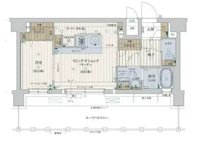 ファーストフィオーレ塚本リベルテ(1LDK/6階)の間取り写真