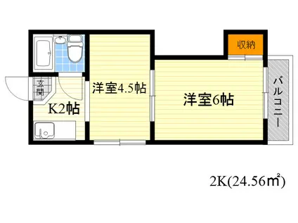 リリアン都島(2K/4階)の間取り写真