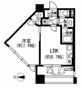 レジディア市ヶ谷(1LDK/9階)の間取り写真