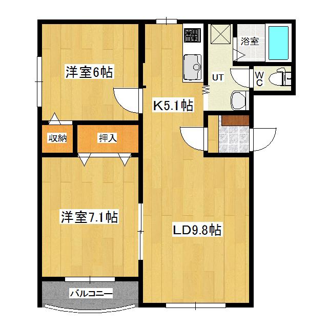 ピュアライフ21(2LDK/2階)の間取り写真