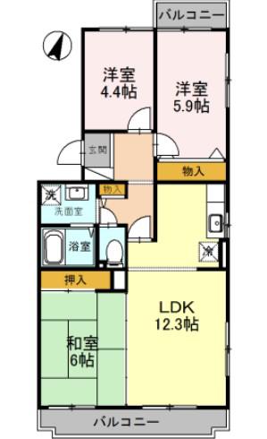 オースター6番館(3LDK/2階)の間取り写真