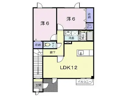 ニュークレストール昭栄(2LDK/2階)の間取り写真