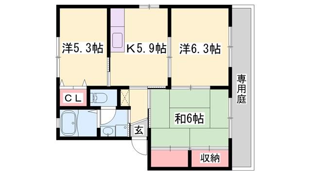 シャーメゾン志保(3K/1階)の間取り写真