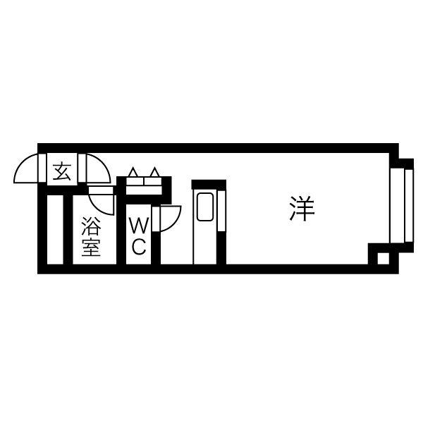ベルゼF(1K/1階)の間取り写真