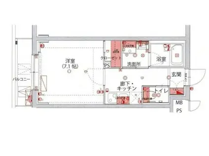 ハーモニーレジデンス池袋メトロゲート(1K/4階)の間取り写真