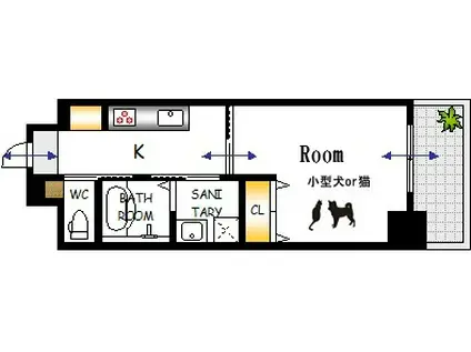 ORIENT BLD NO123(1K/4階)の間取り写真