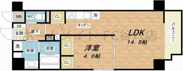 LOCOHOUSE阿倍野(1LDK/6階)の間取り写真