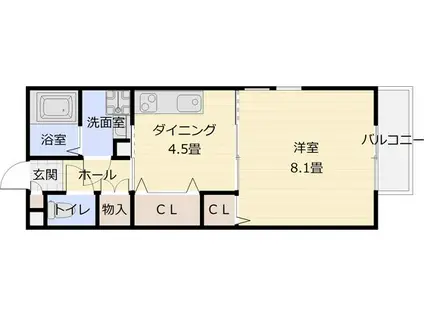 ポラリス(1DK/1階)の間取り写真