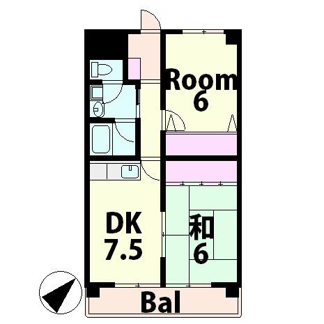 プリミエ貴生川(2DK/2階)の間取り写真