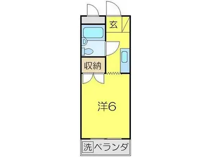 ファミール北野B(1K/1階)の間取り写真