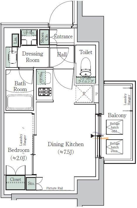 ONE ROOF RESIDENCE NISHI NIPPORI(1DK/5階)の間取り写真