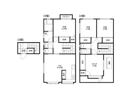 山崎ビル(4LDK/2階)の間取り写真