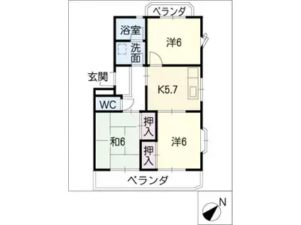 ムゼオフィオレンツァ(3K/2階)の間取り写真