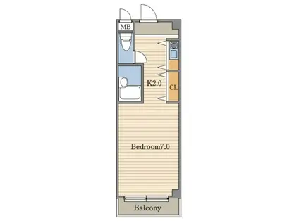 ラガールあびこ(1K/4階)の間取り写真