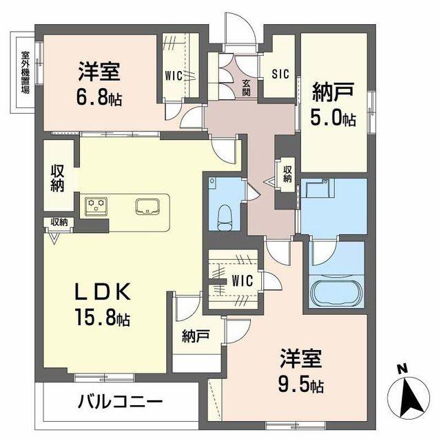 シャーメゾン阪南ガーデン(2SLDK/2階)の間取り写真
